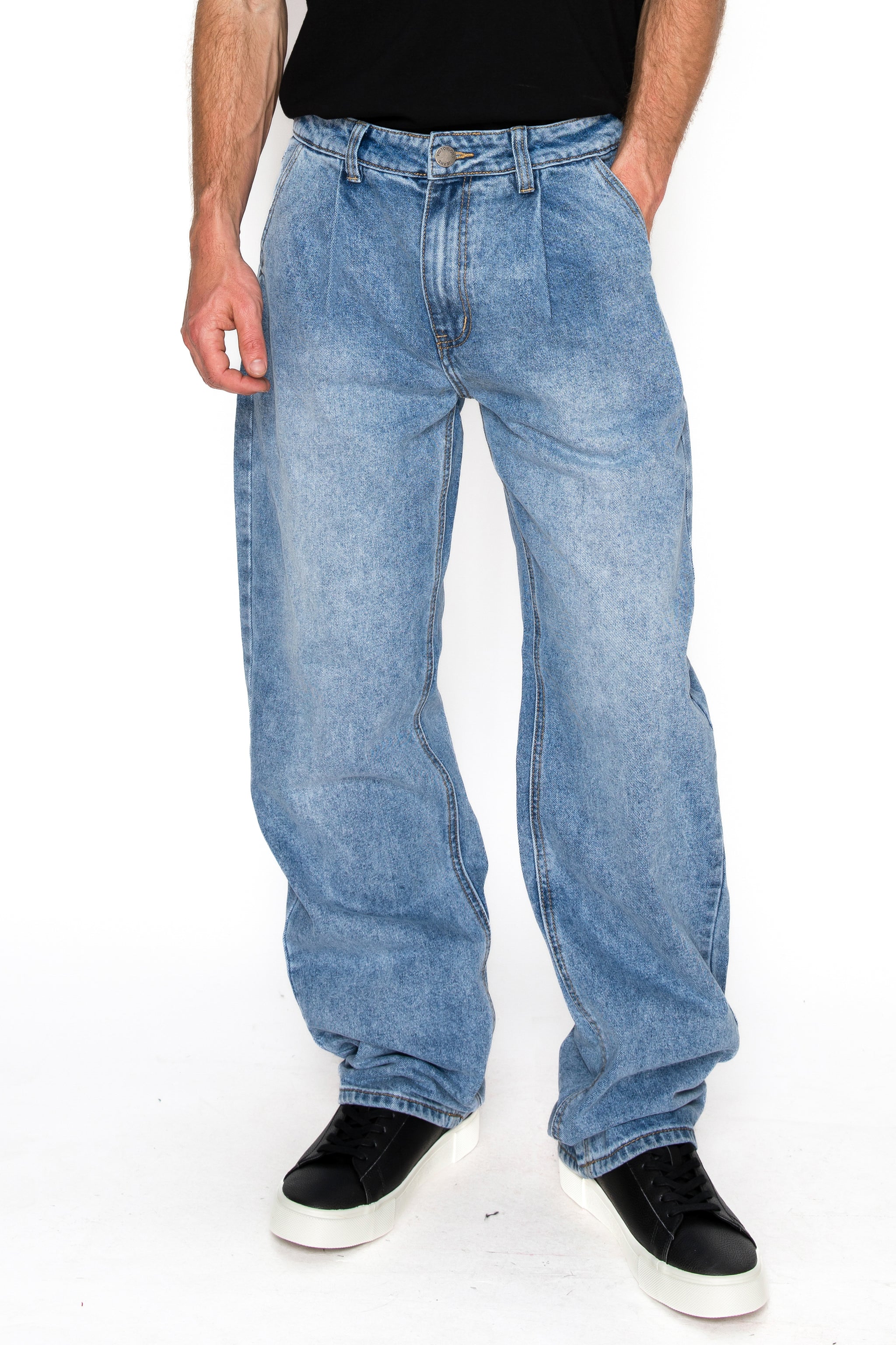 パンツ Pleated Wide-Leg Baggy Pants DL1585 Baggy Fit Pleated Denim Jeans (Open pack) – Victorious LA